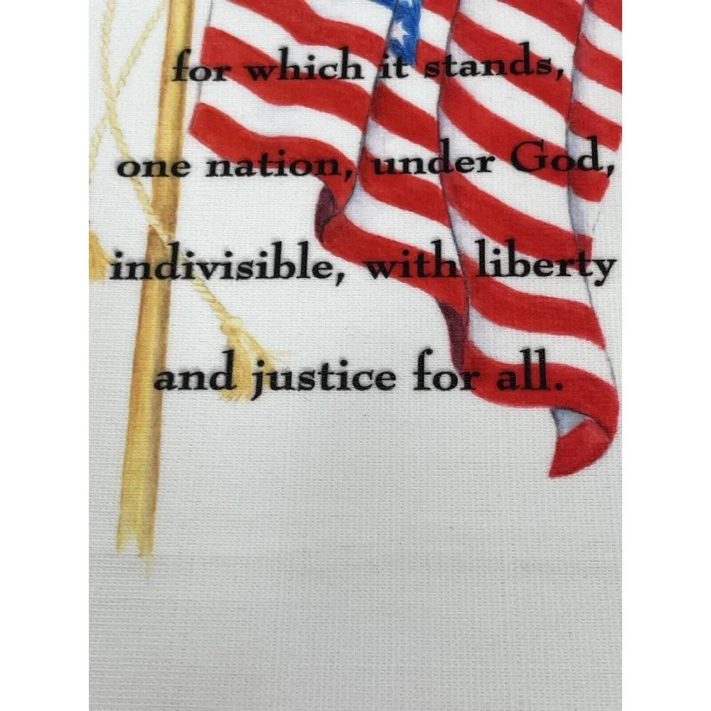Vintage Patriotic Banner USA Pledge of Allegiance Lace Hang Bar Scroll Multi